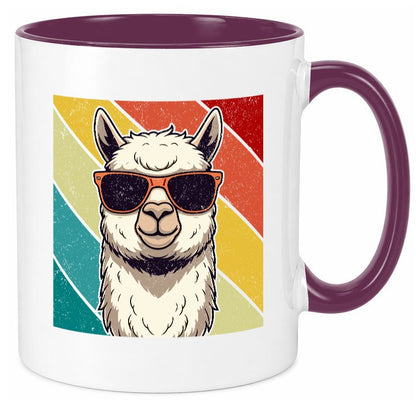 Lama | Retro Alpaka mit Sonnenbrille Geschenk Humor Geschenkidee lustiger Tasse
