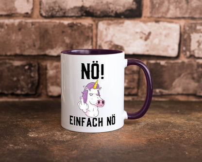 Einfach Nö | Keinen Bock Einhorn Mittelfinger Comic Geschenkidee Humor Tasse