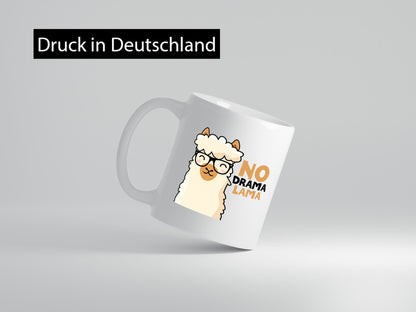No Drama | Entspanntes Lama mit Brille Süßer Comic Humor Geschenkidee Tasse