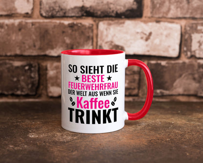 Kaffee trinkt: Feuerwehrfrau | Feuerwehr Geschenkidee Humor Tasse