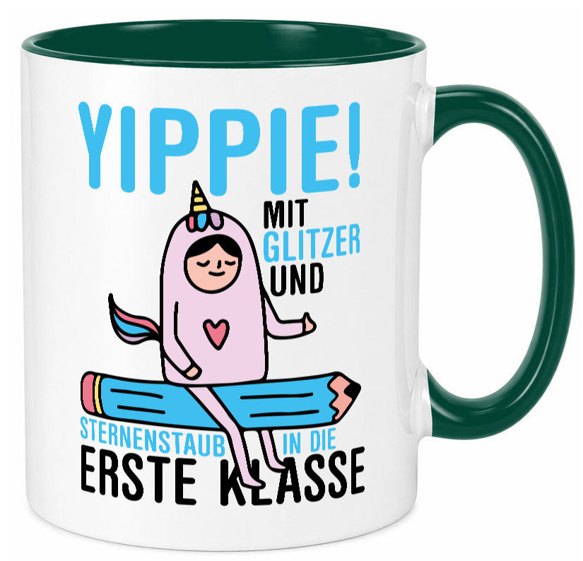 Mit Glitzer und Sternenstaub | Einschulung Einhorn lustiger Spruch Geschenk