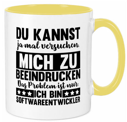 Versuch mich zu beeindrucken, bin Softwareentwickler | IT Humor Geschenkidee Tasse