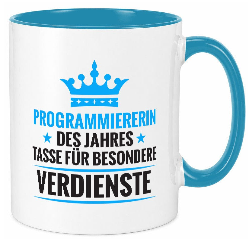 Besonderer Verdienst: Programmiererin | Software Entwickler lustig Humor Tasse