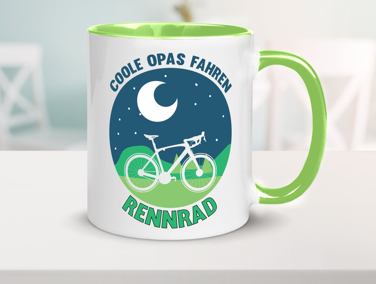 Coole Opas fahren Rennrad | Mond Landschaft Geschenk Familie Geschenkidee