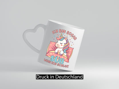 Bin süß wenn ich schlafe | Einhorn v2 Humor Geschenkidee Tasse
