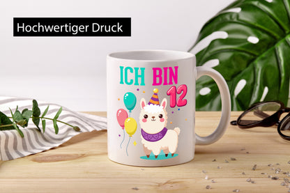 12. Geburtstag | 12 Jahre Lama Alpaka lustig Geschenkidee Geschenk Tasse