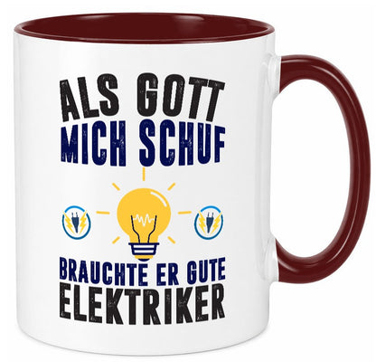 Als mich Gott schuf | Elektriker Arbeit Humor Kollegen Büro Geschenkidee Tasse
