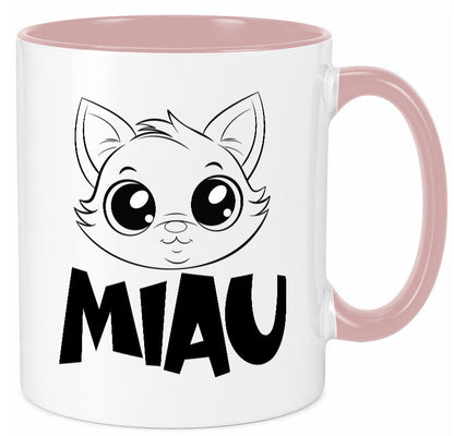 Miau | Katze Geschenkidee Tierliebhaber Humor Tasse
