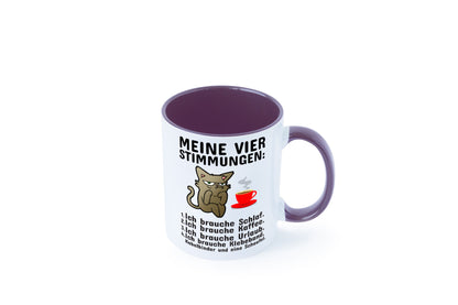 Vier Stimmungen | Morgenmuffel Tasse mürrische Katze Humor Tierliebhaber