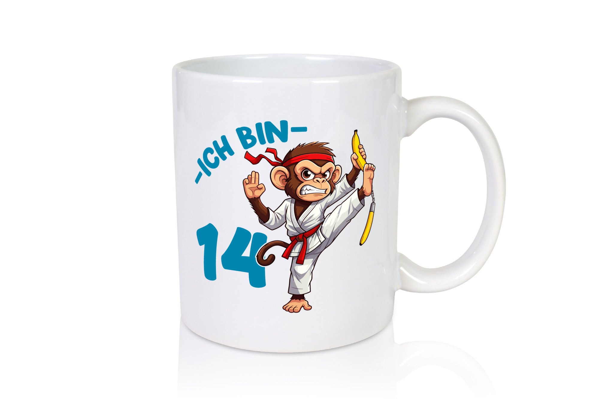 Ich bin 14 | 14. Geburtstag Karate Kampfsport Affe Humor Geschenkidee Tasse