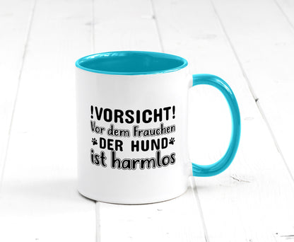 Vorsicht vor dem Frauchen | Hundebesitzerin Pfoten Geschenkidee Tierliebhaber Tasse