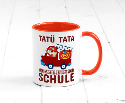 Bär in Feuerwehrauto | Tatü Tata Einschulung Tasse Humor Geschenkidee