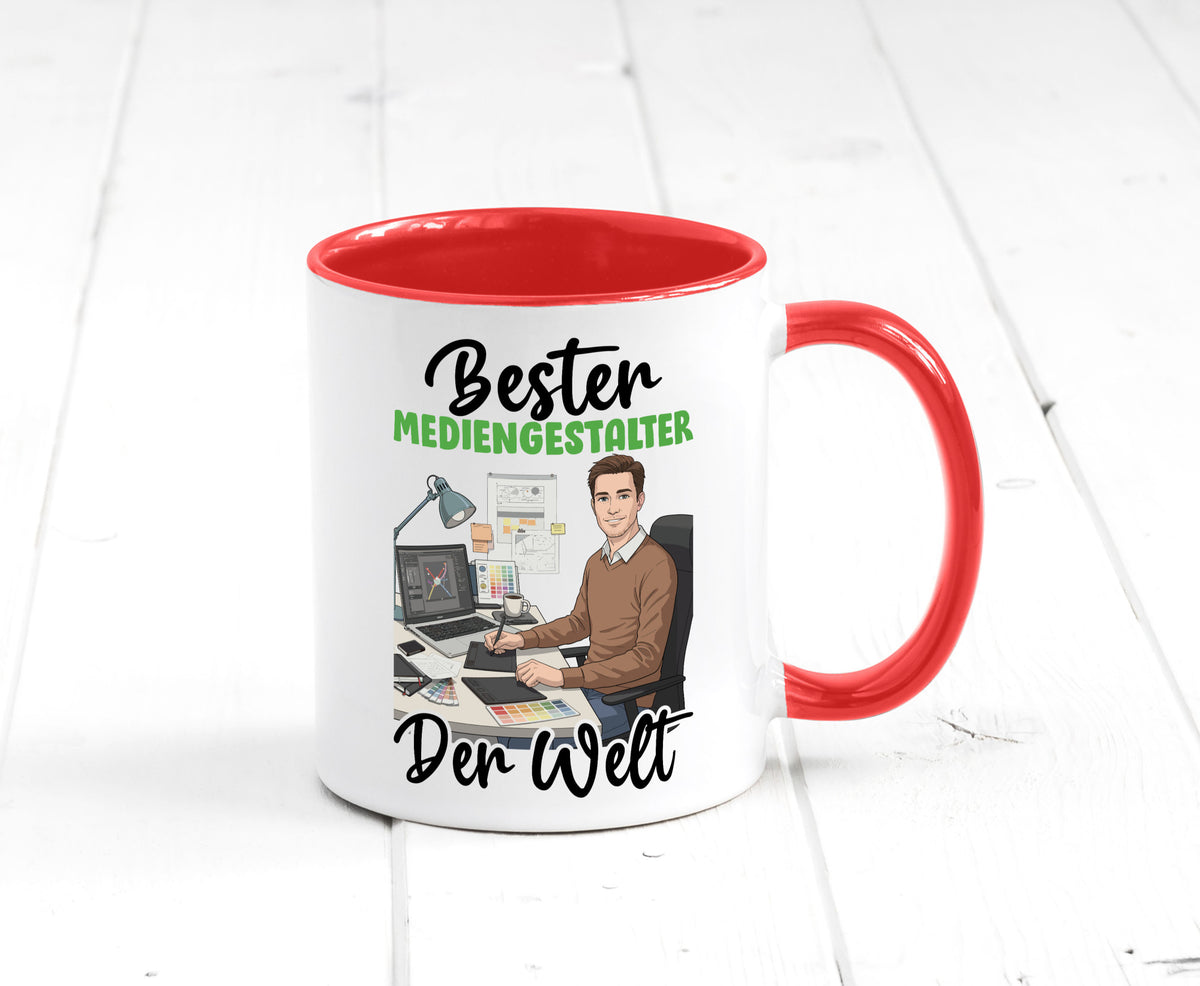 Bester Mediengestalter | Medien v2 Geschenk Humor Geschenkidee lustiger Spruch Tasse