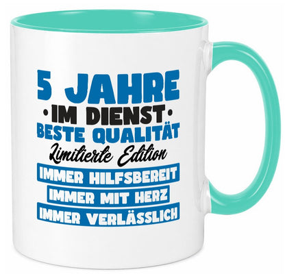 5 Jahre im Dienst | Jubiläum Arbeit v7 Geschenk Kollegen Büro lustiger Spruch Tasse