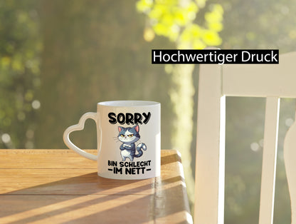 Sorry bin schleht im nett | Böse Katze Geschenkidee Tierliebhaber Humor Tasse