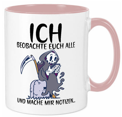 Ich beobachte euch | Sensenmann Sense Skelett Humor Geschenkidee Tasse