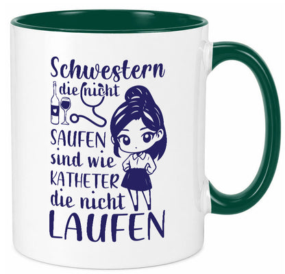 Schwestern die nicht saufen | Krankenschwester Alkolhol Geschenkidee Humor Tasse