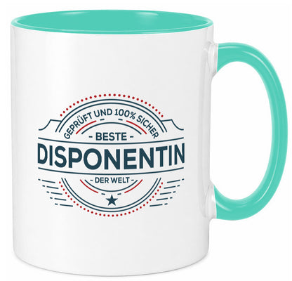 Geprüft und sicher: Disponentin | Zuteilerin Geschenkidee Humor Tasse