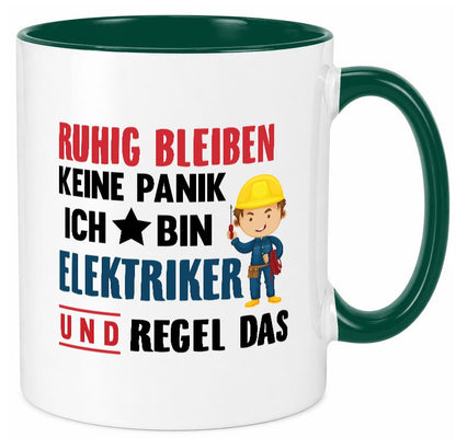 Ruhig bleiben keine Panik ich bin elektriker und regel das Humor Geschenkidee Tasse