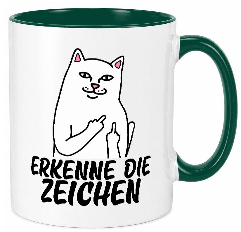 Erkenne die Zeichen | Katze Schatten Mittelfinger Geschenk Tierliebhaber Humor