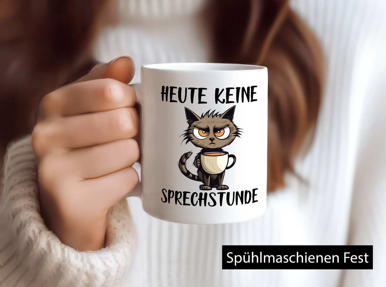 Heute keine Sprechstunde | Katze mit Tasse lustig Tierliebhaber Humor Geschenk