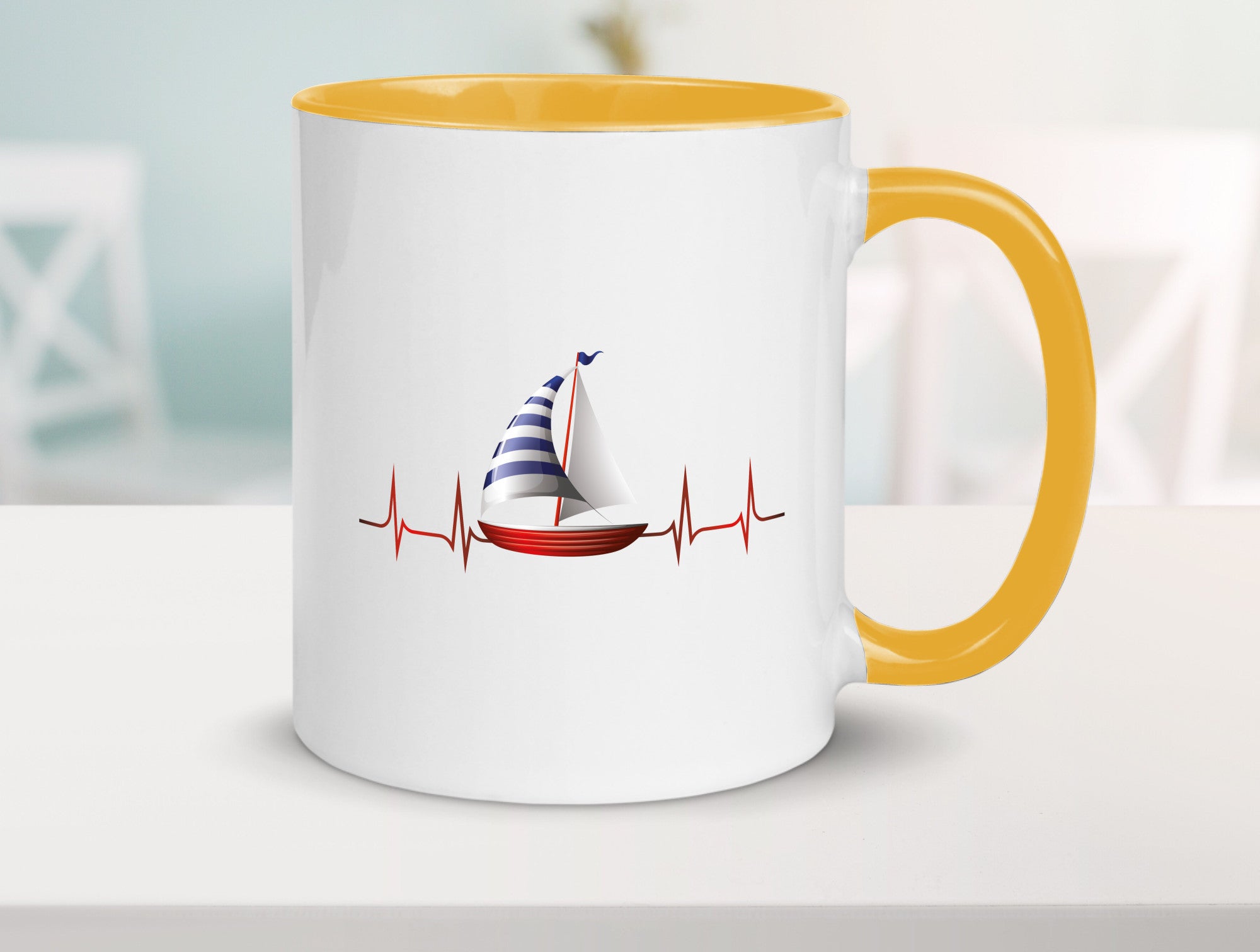 Segelboot Herzschlag | Segler segeln Boot Kapitän Geschenk Humor Geschenkidee