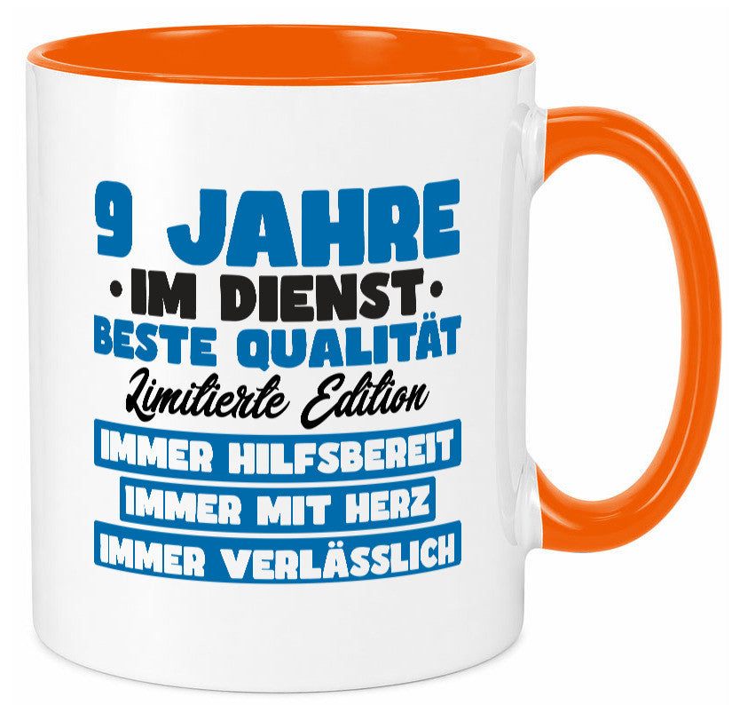 9 Jahre im Dienst | Jubiläum Arbeit v7 lustig Kollegen Büro Geschenk Tasse