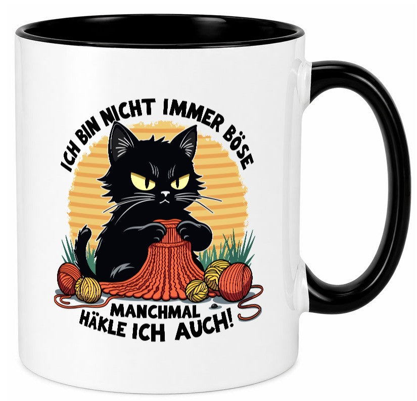 Manchmal Häkle ich auch | Schwarze Katze Häkeln lustig Tierliebhaber Humor Tasse