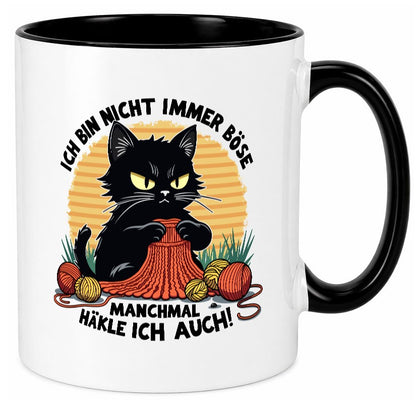 Manchmal Häkle ich auch | Schwarze Katze Häkeln lustig Tierliebhaber Humor Tasse