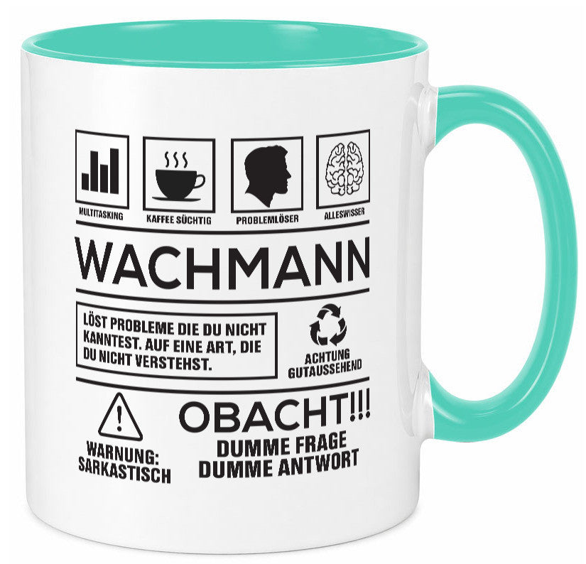 Achtung Probleme Wachmann | Wachpersonal Nachtwächter Geschenkidee Humor Tasse