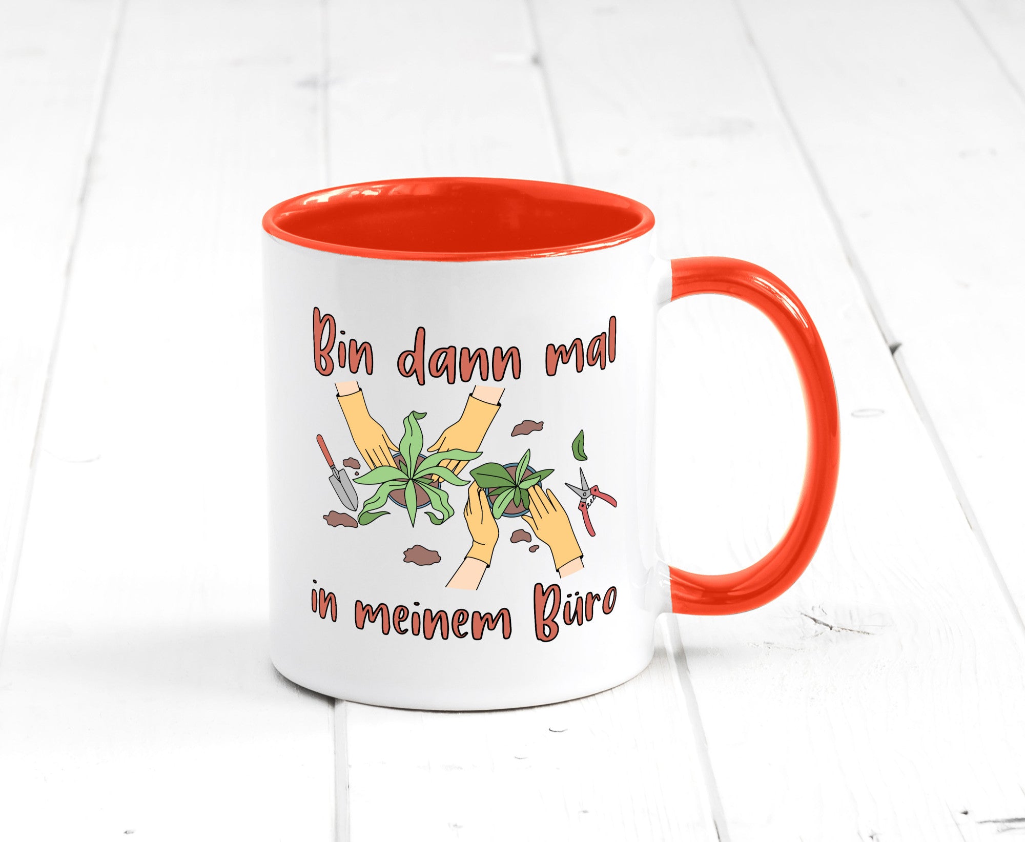 Bin im Büro | Gartenarbeit Pflanzen Humor Witz Geschenkidee Arbeit Kollegen