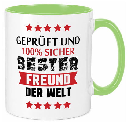 Geprüft &amp; Sicher bester Freund | Freundschaft lustiger Spruch Geschenk Humor Tasse