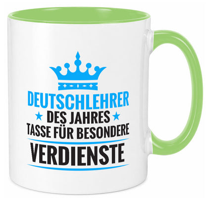 Besonderer Verdienst: Deutschlehrer | Lehrer Schule lustig Humor Geschenkidee Tasse