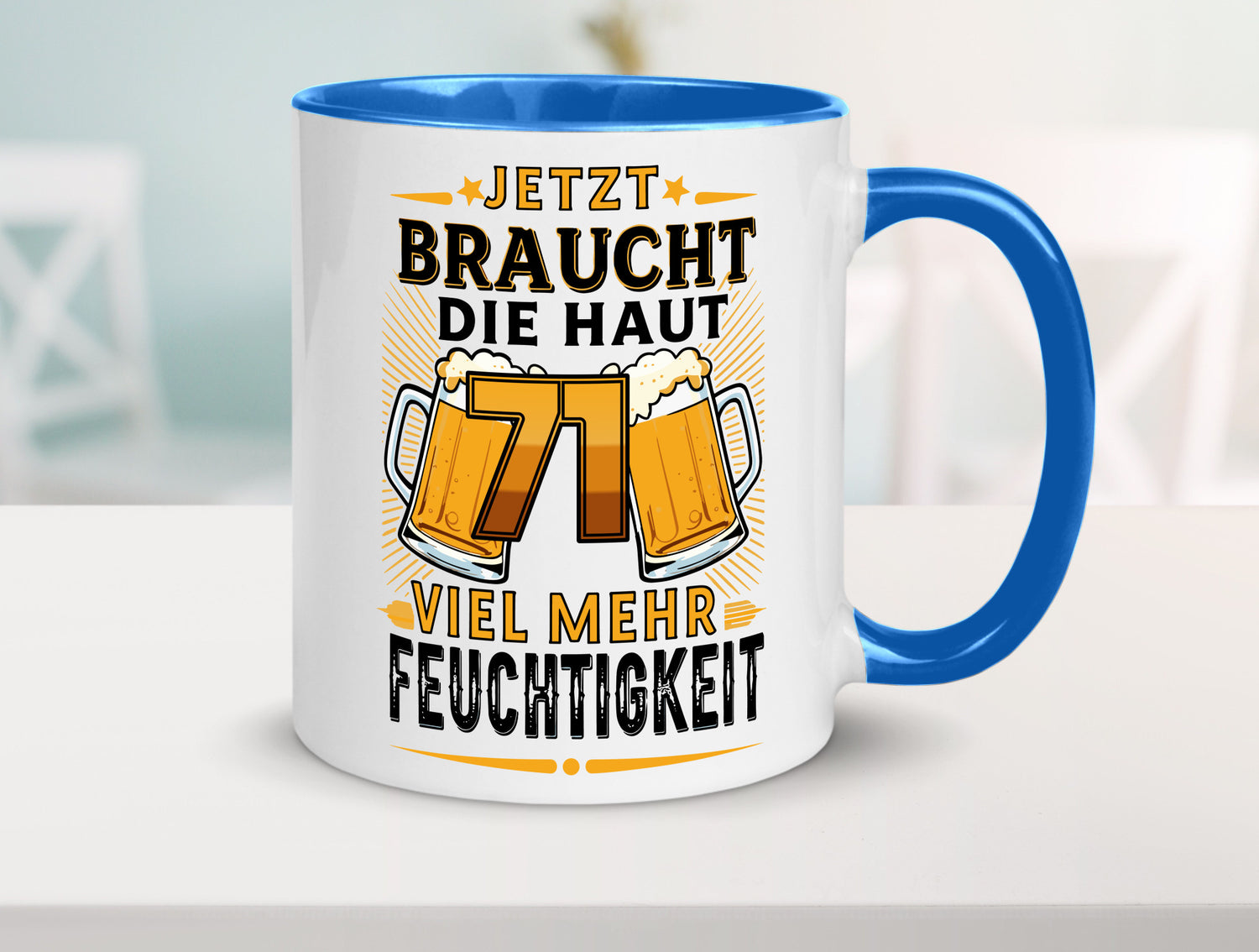 71 braucht die haut mehr Feuchtigkeit | 71. Geburtstag Geschenkidee Humor Tasse