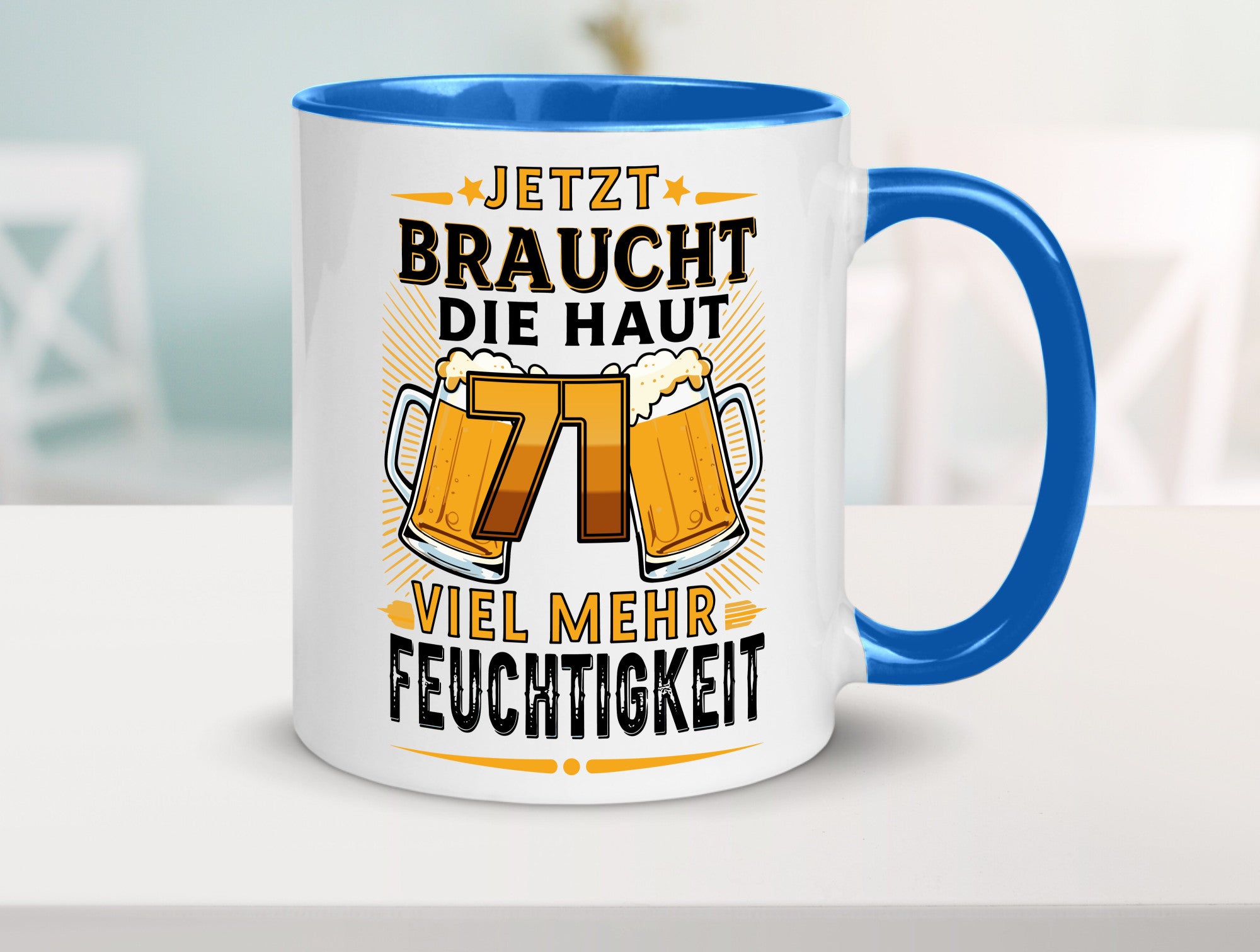 71 braucht die haut mehr Feuchtigkeit | 71. Geburtstag Geschenkidee Humor Tasse