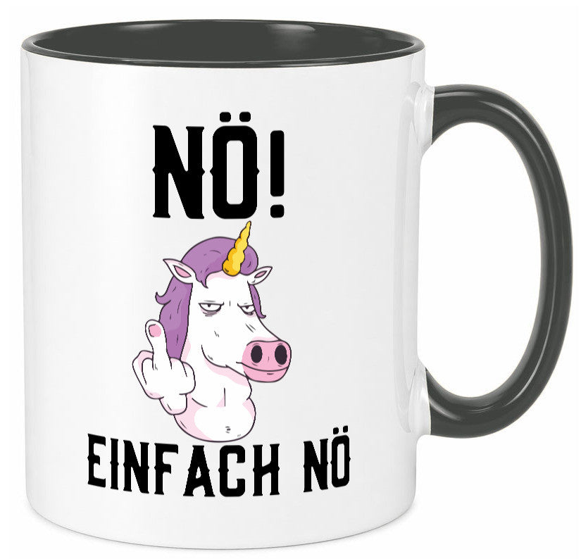 Einfach Nö | Keinen Bock Einhorn Mittelfinger Comic Geschenkidee Humor Tasse