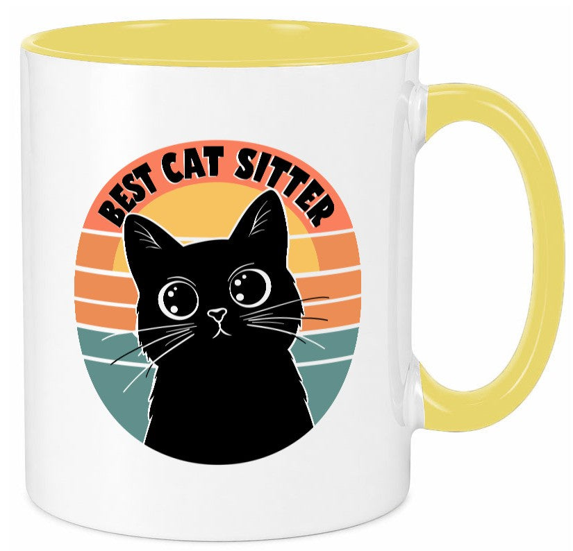 Bets Cat Sitter | Schwarze Katze Katzenliebhaber Geschenk Tierliebhaber Humor Tasse