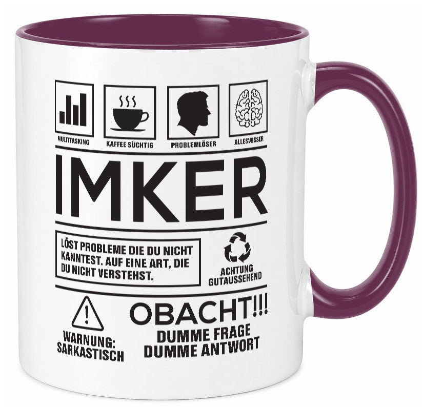 Achtung Probleme Imker | Imkerei Geschenk Humor Geschenkidee lustiger Spruch Tasse