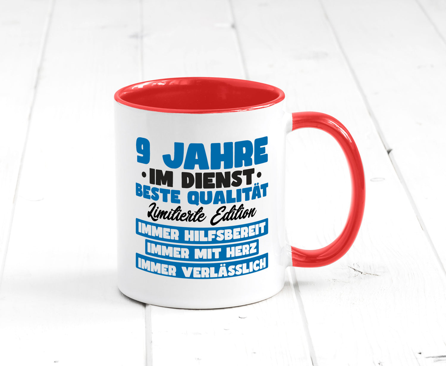 9 Jahre im Dienst | Jubiläum Arbeit v7 lustig Kollegen Büro Geschenk Tasse