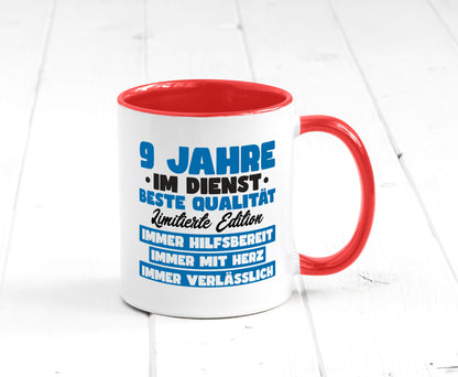 9 Jahre im Dienst | Jubiläum Arbeit v7 lustig Kollegen Büro Geschenk Tasse
