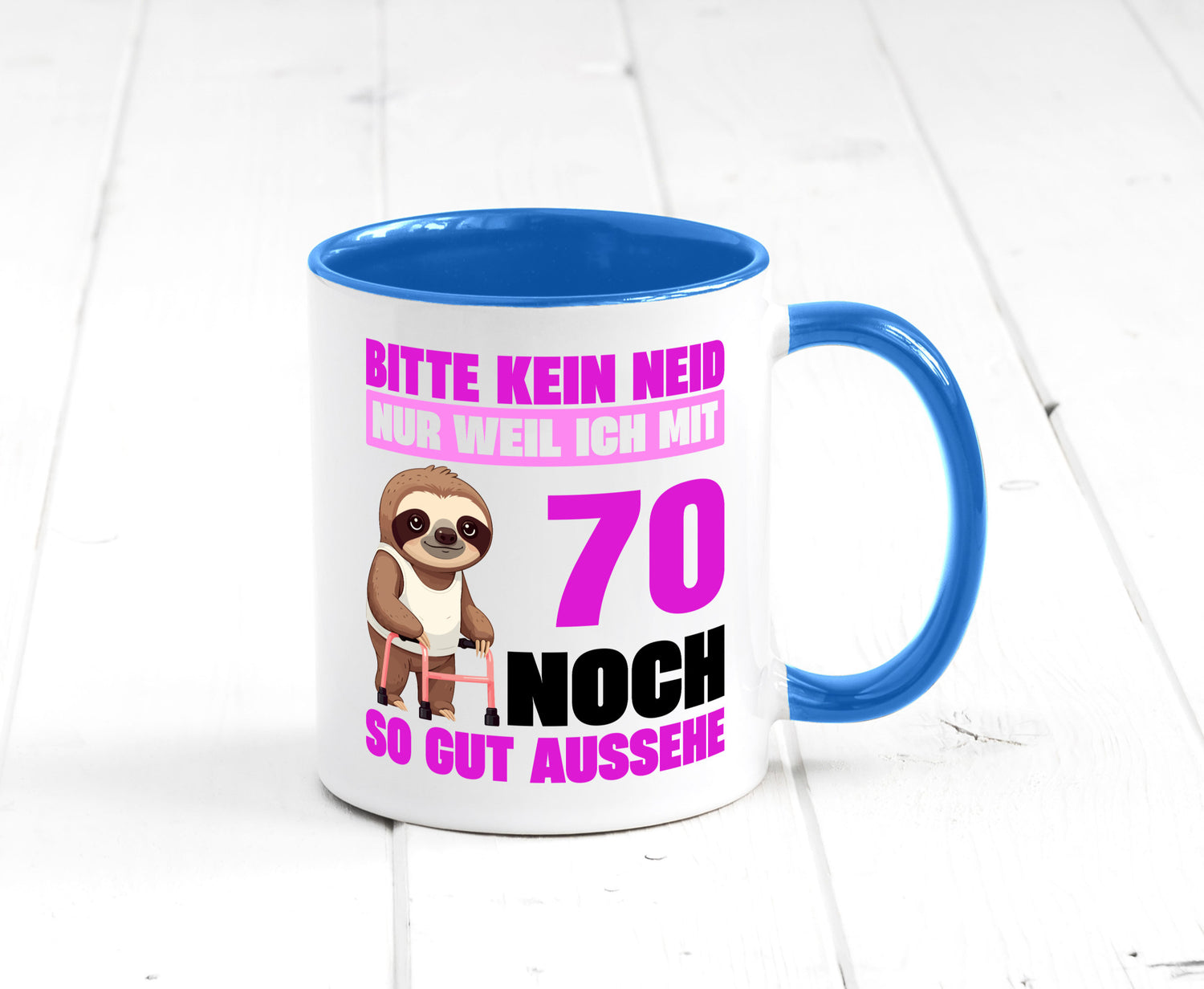 70. Geburtstag | Bitte kein neid Faultier 70 Jahre v2 Humor Geschenkidee Tasse