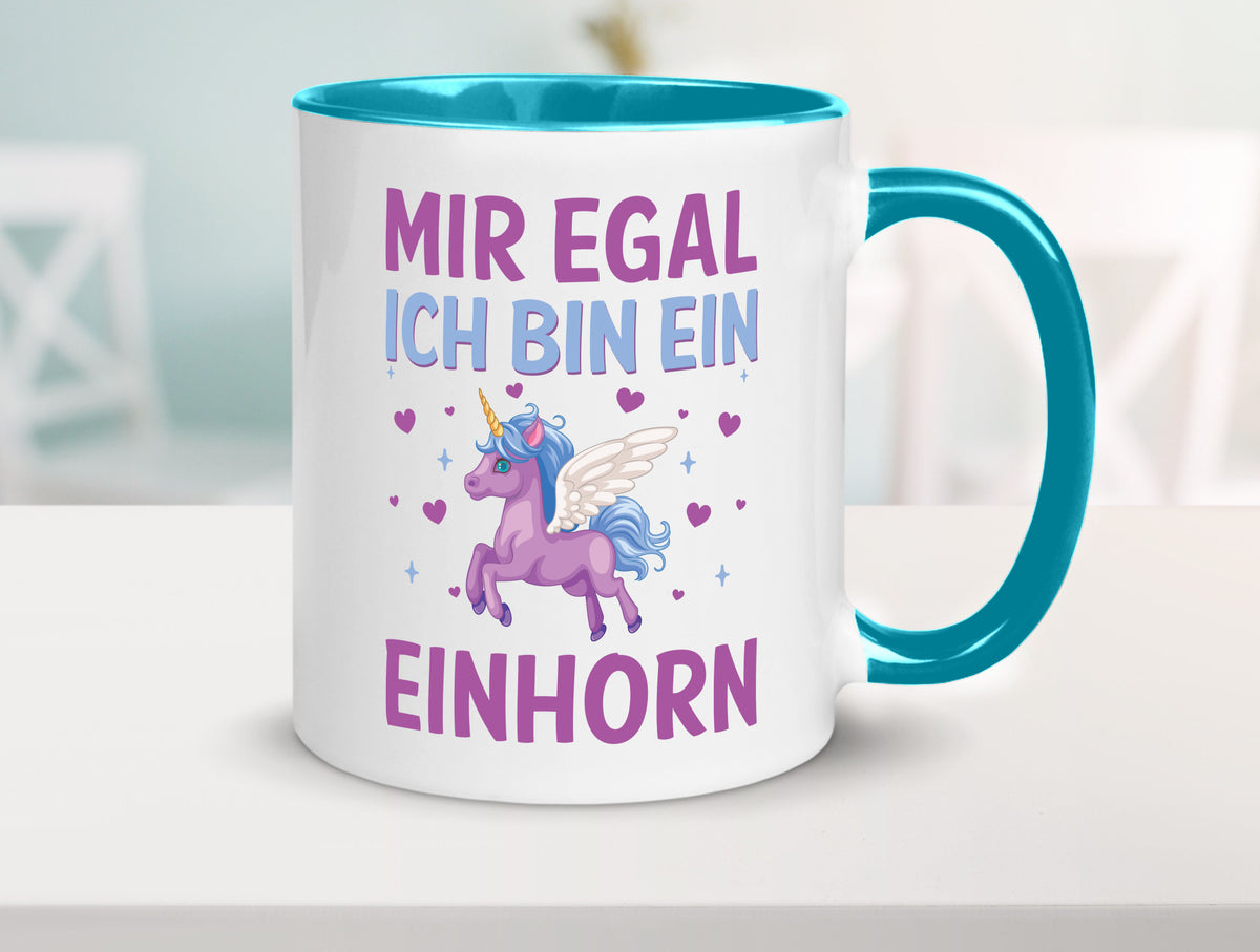 Mir egal, ich bin ein Einhorn| Herzen Geschenkidee Humor Tasse