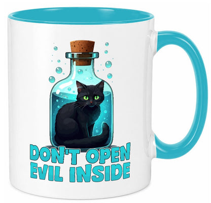 Dont open Evil inside | Böse Katze Schwarze Geschenkidee Tierliebhaber Humor Tasse