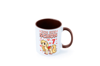 7. Geburtstag | 7 Jahre Mädchen Reiten Pony lustiger Spruch Geschenk Tasse