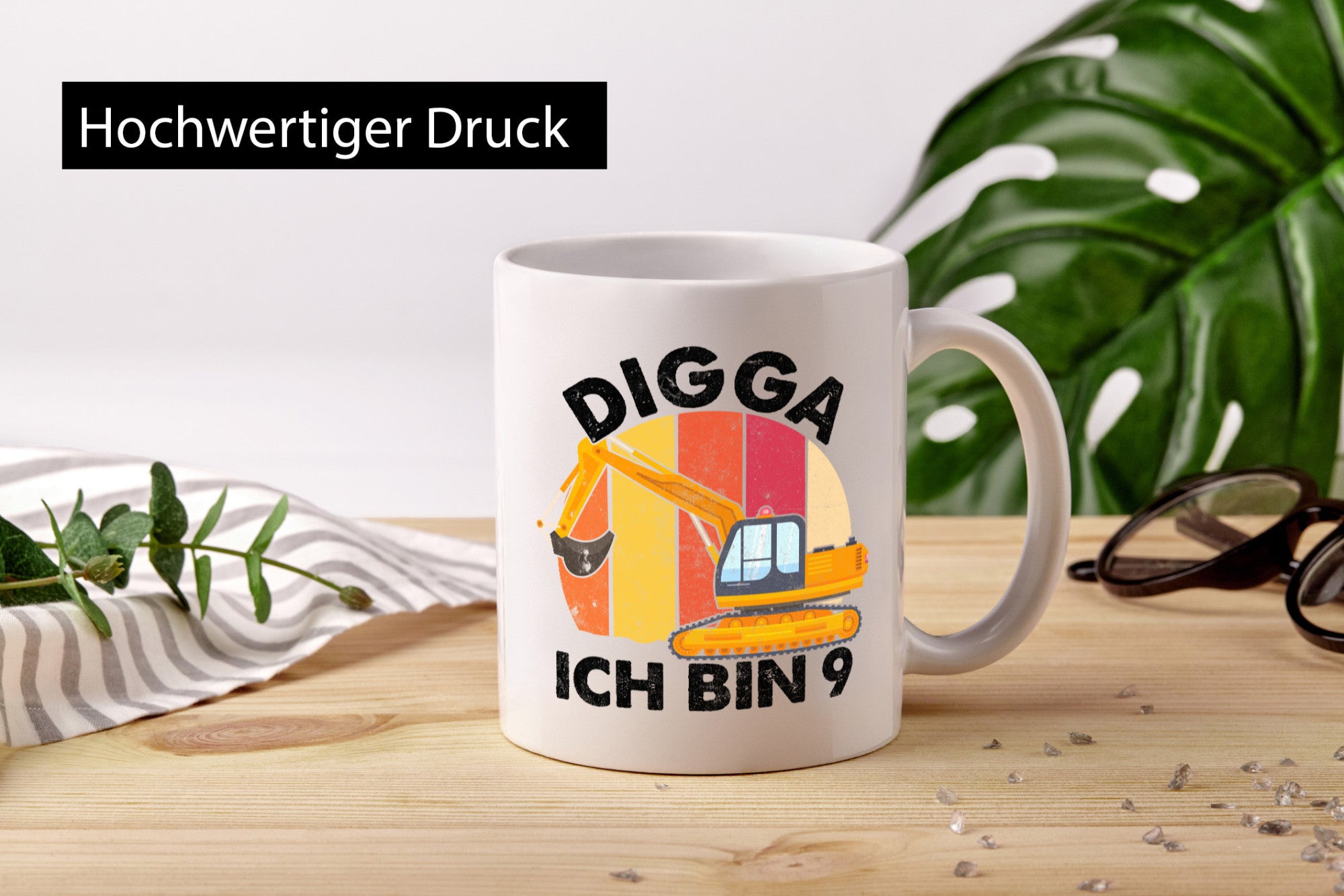 9. Geburtstag | 9 Jahre Bagger Digga Geschenkidee Humor Tasse
