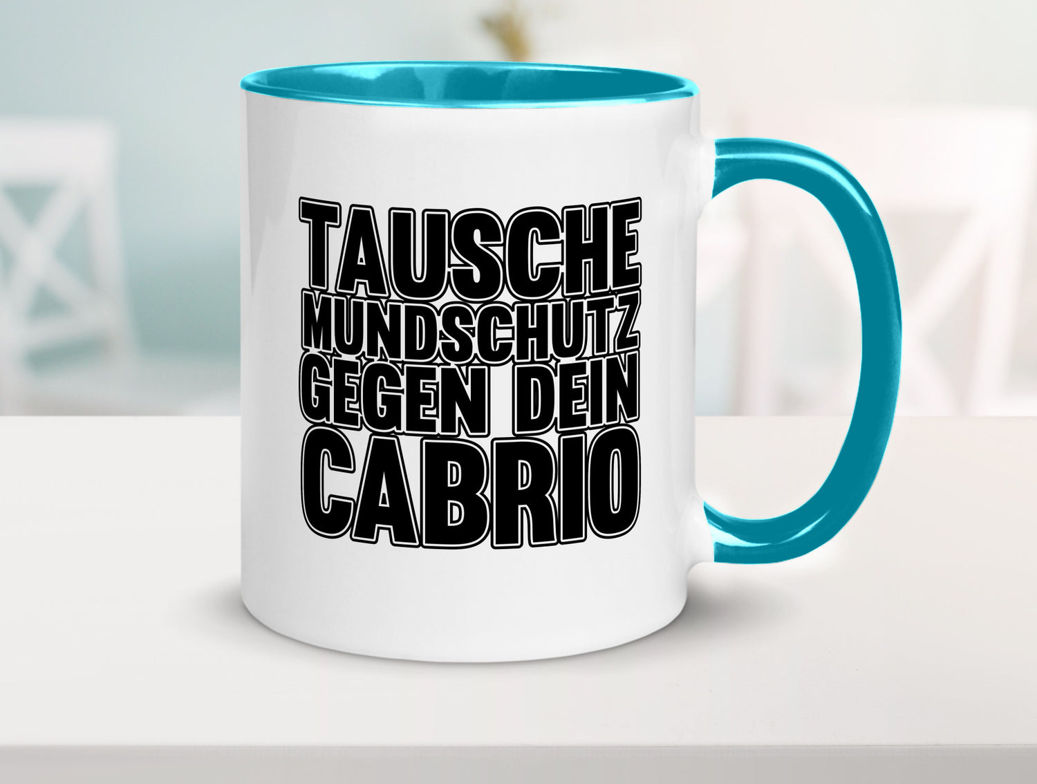 Tausche Mundschutz gegen Cabrio| | Cabrio Geschenkidee Humor Tasse