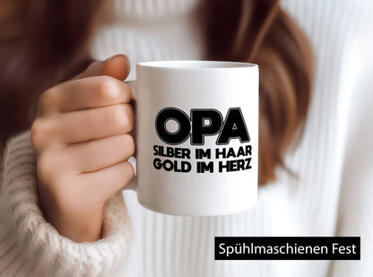 Opa silber im Haar, Gold Herz | Ffrisur Haarfarbe lustiger Spruch Geschenk