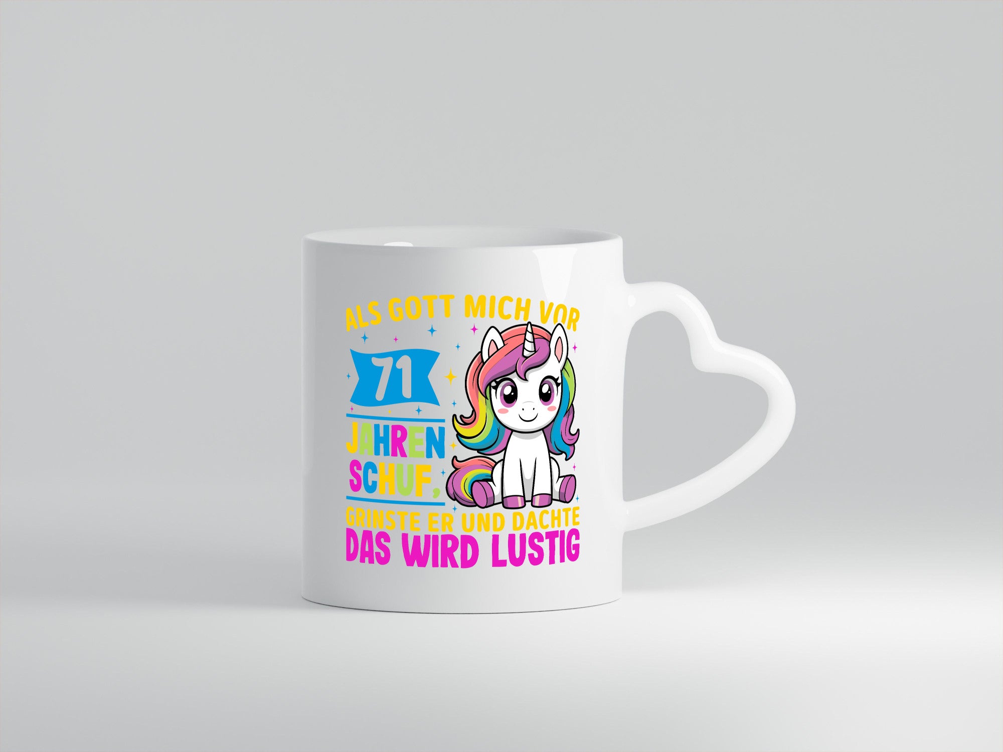 71. Geburtstag | Als Gott mich schuf 40 Jahre v2 Geschenkidee Humor Tasse