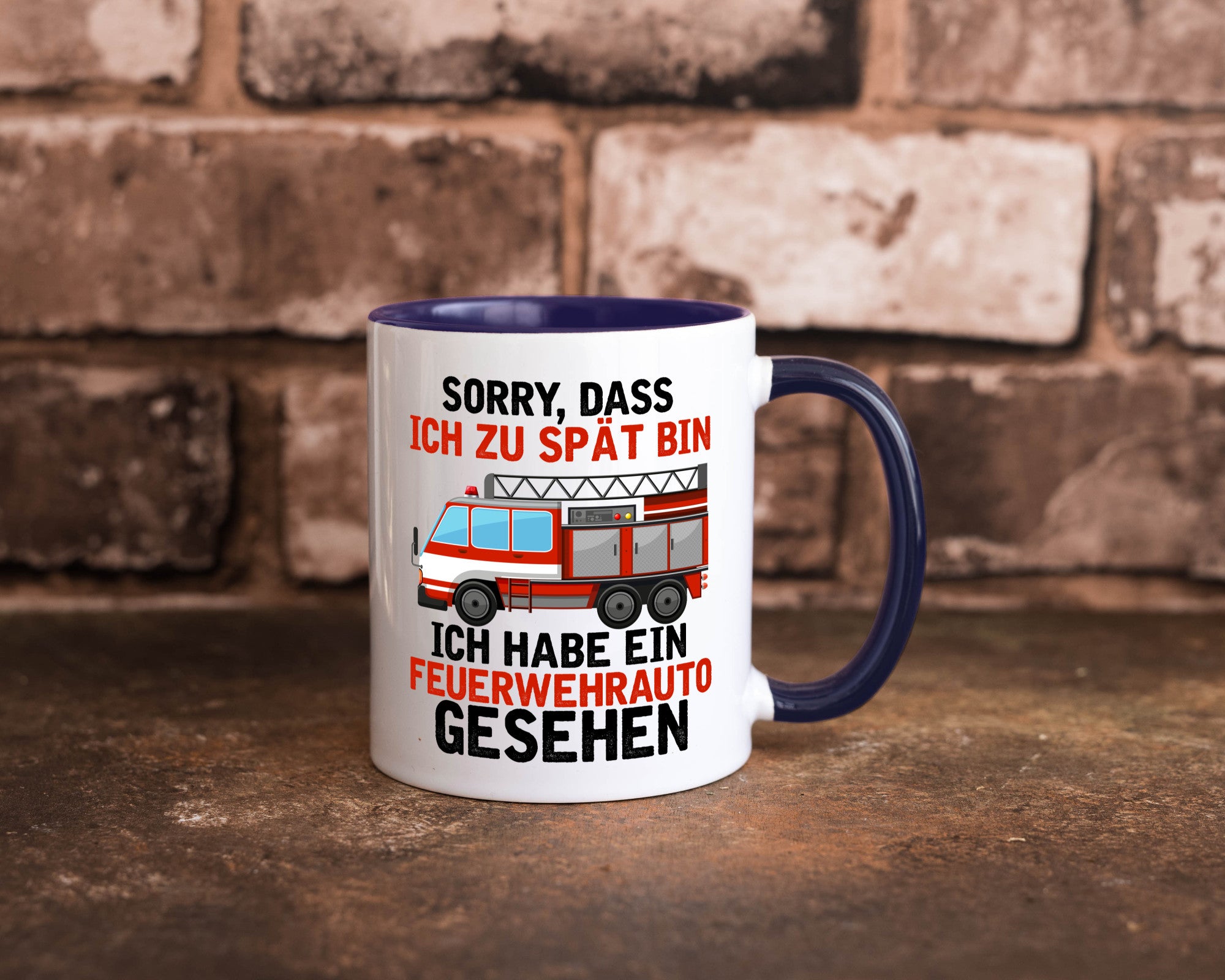 Ich hab ein feuerwehrauto gesehen | lustig Humor Geschenkidee Geschenk Tasse