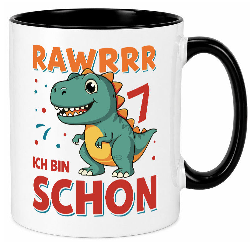 7. Geburtstag | 7 Jahre Raw ich bin schon T-Rex Geschenk Geschenkidee lustiger Tasse